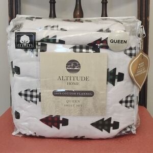 Christmas plaid trees sheet set, Queen size